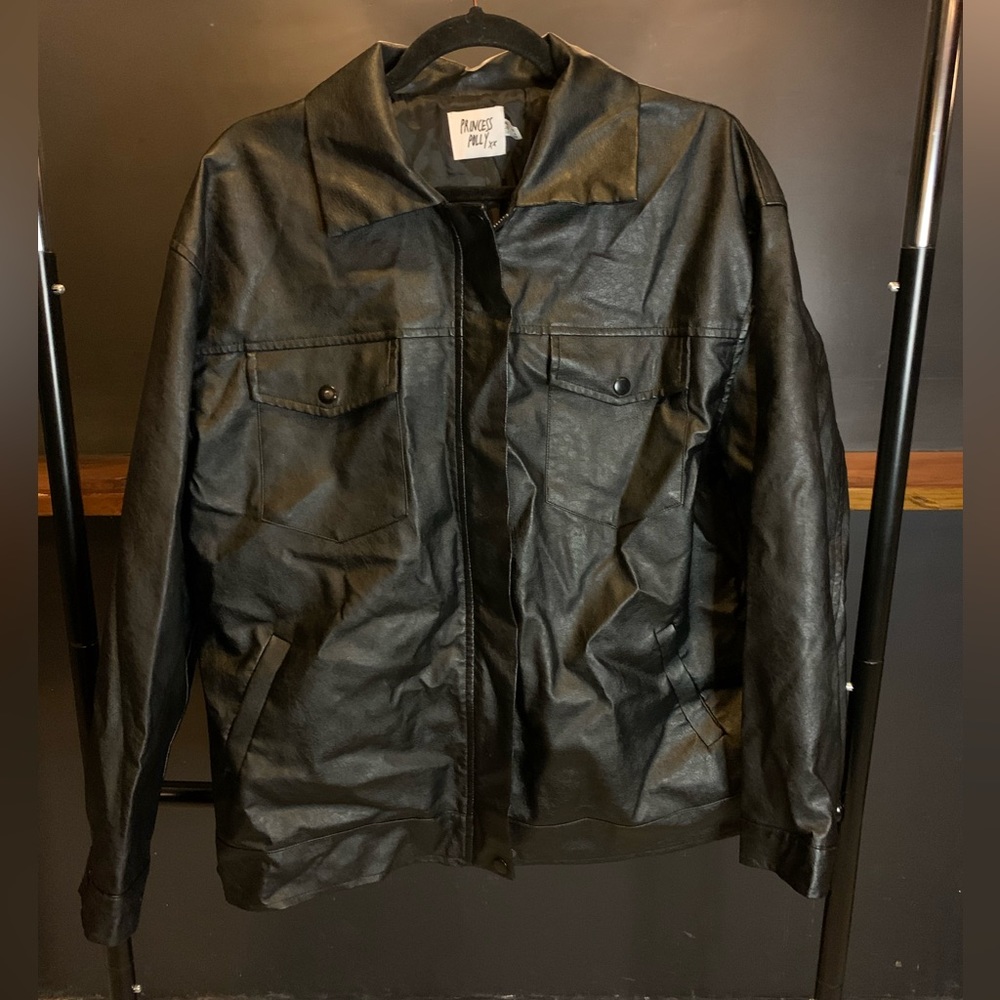 Princess Polly Black Leather Blazer Coat size 6
